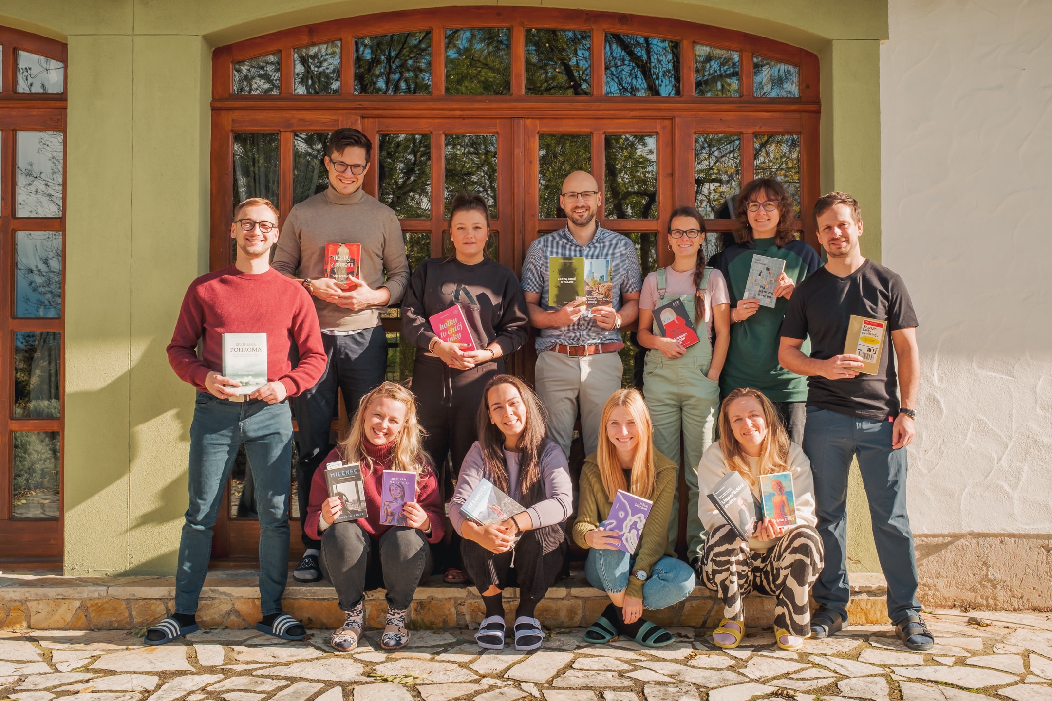 Group of happy readers